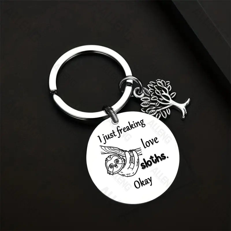 Sloth Keychain with Tree of Life Pendant