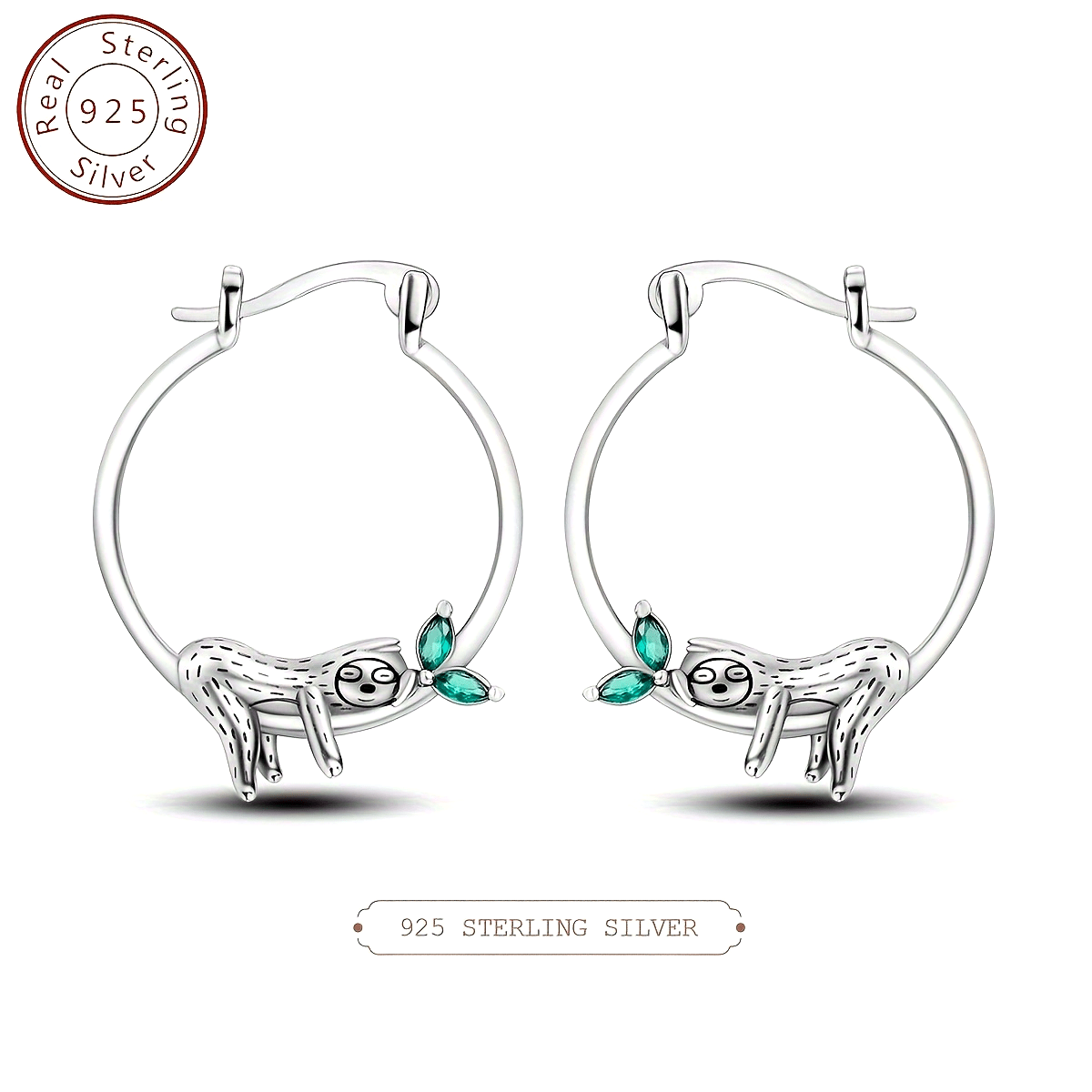 Sterling Silver Laying down Sloth Earrings