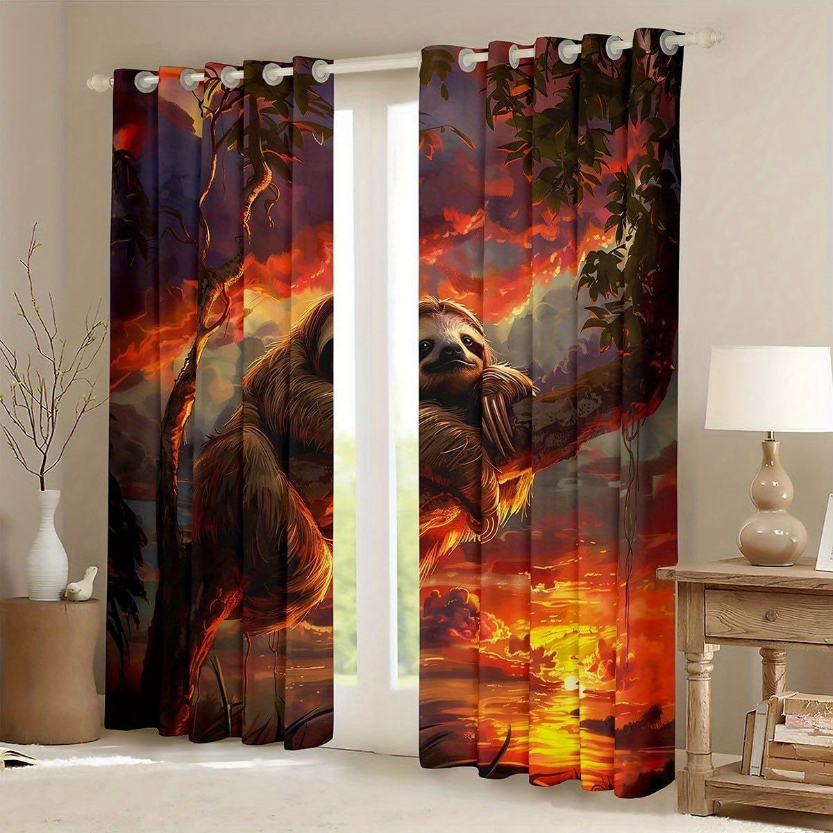 Wild Sloth Jungle Blackout Curtains