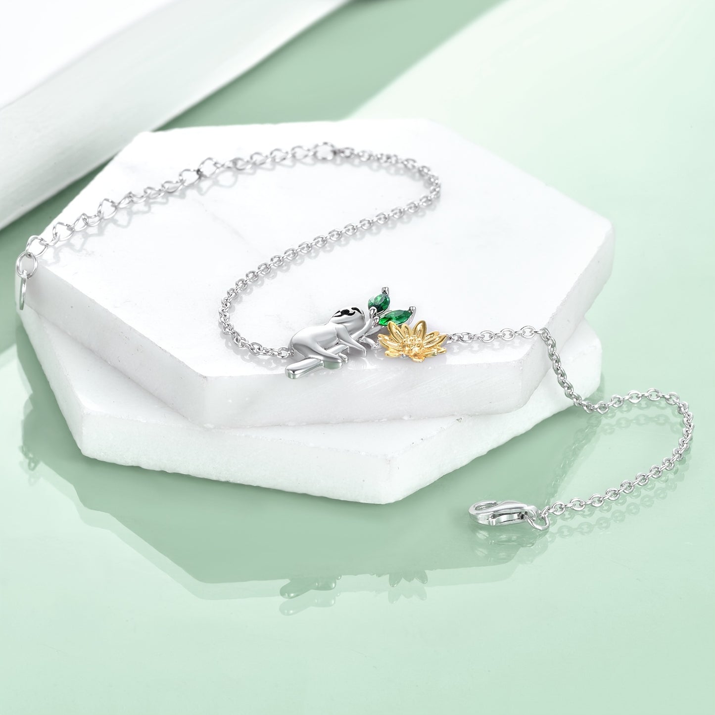 Sloth Sunflower Bracelet Sterling Silver