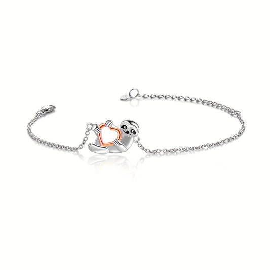 Sloth Heart Sterling Silver Bracelet