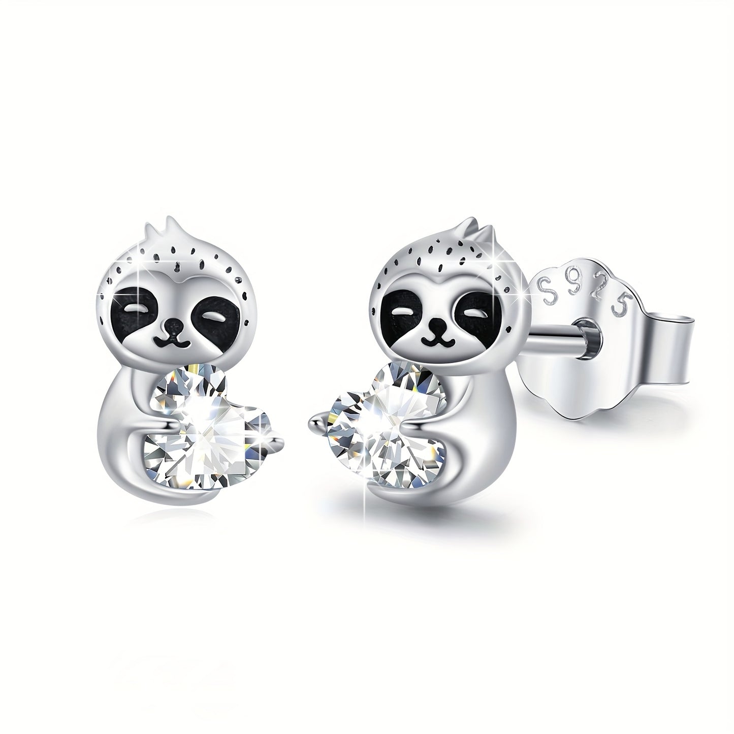 Sterling Silver Sloth Stud Earrings
