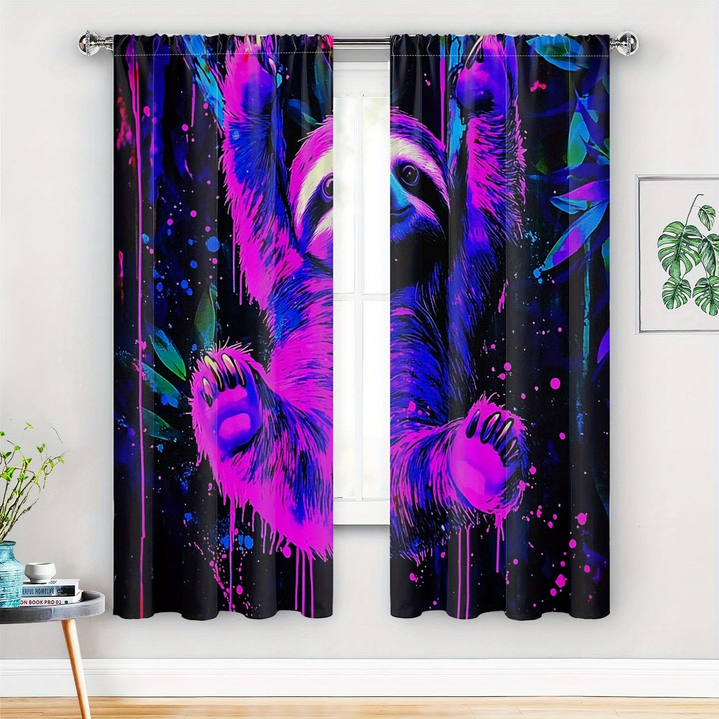 Sloth Graffiti Art Curtains