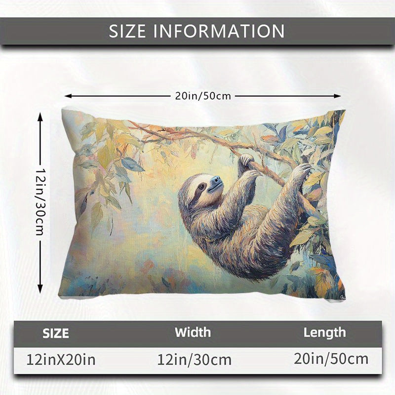 Cozy Sloth Hanging on a Tree Pillow Cover
