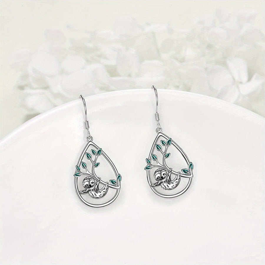 3 Piece Hanging Sloth Necklace & Earring Set