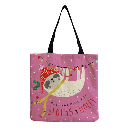 Sloths & Holly Tote Bag