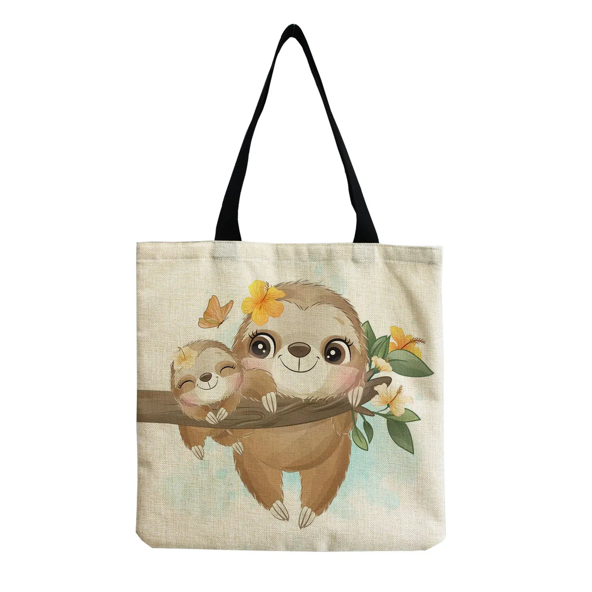 Mother & Baby Sloth Tote Bag