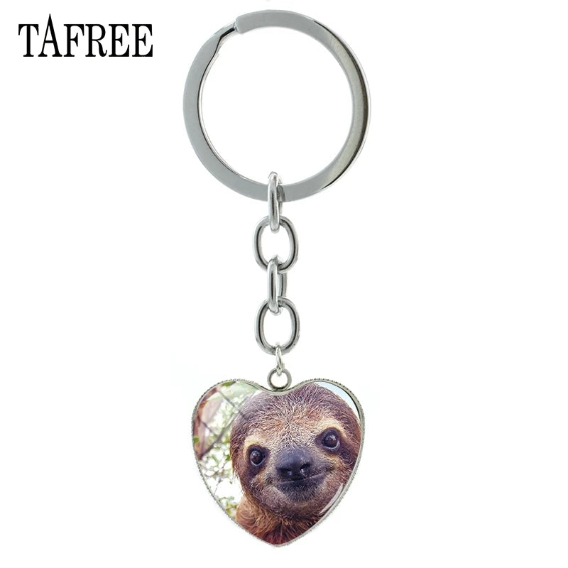 Heart Shape Sloth Face Keyring