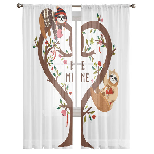 Sloth Heart-Shaped Tree Curtain