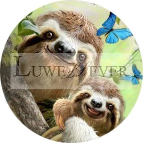 Cute Sloth Mix Round Glass Cabochon Buttons