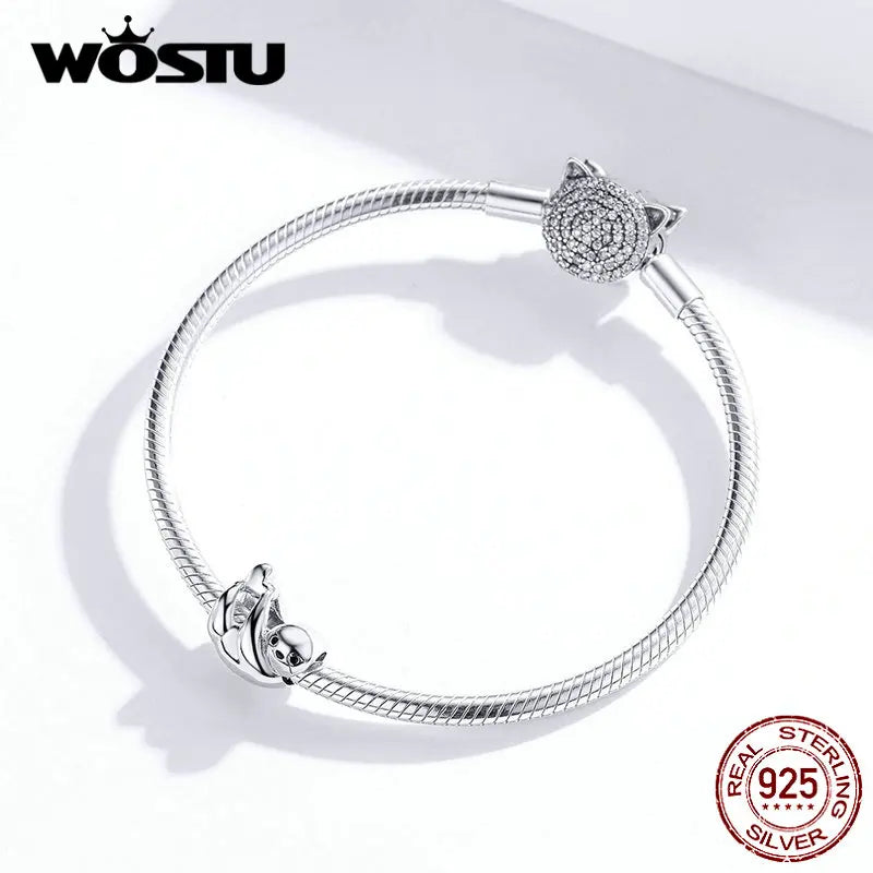 925 Sterling Silver Sloth Heart Bead Charm