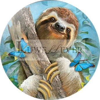 Cute Sloth Mix Round Glass Cabochon Buttons