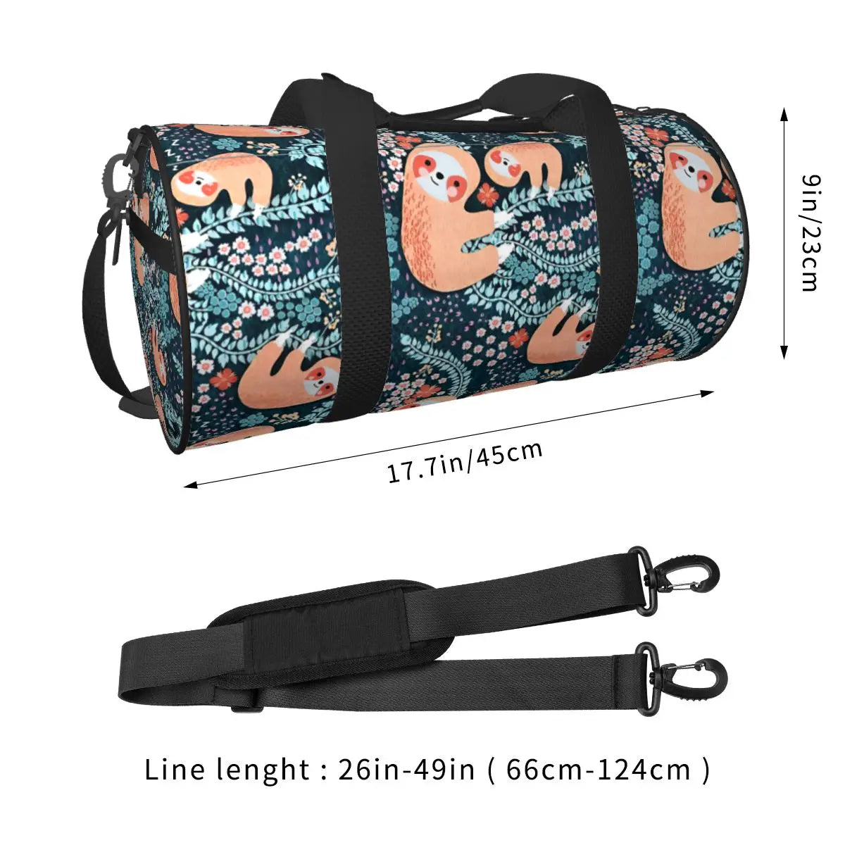 Sloth Family Floral Sports Bags