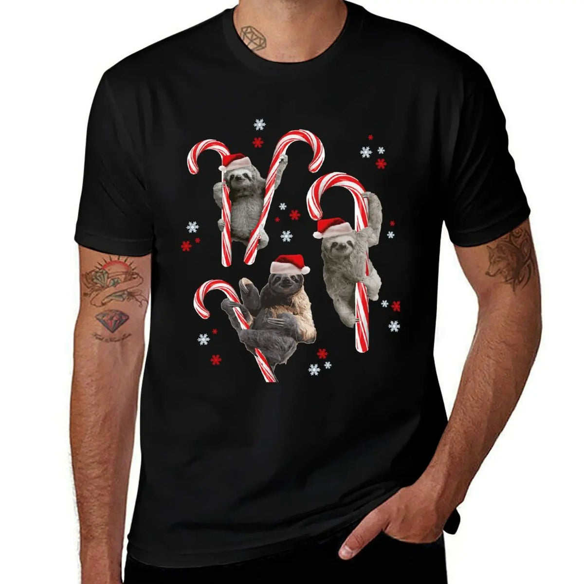 Candy Cane Christmas Sloths T-Shirt