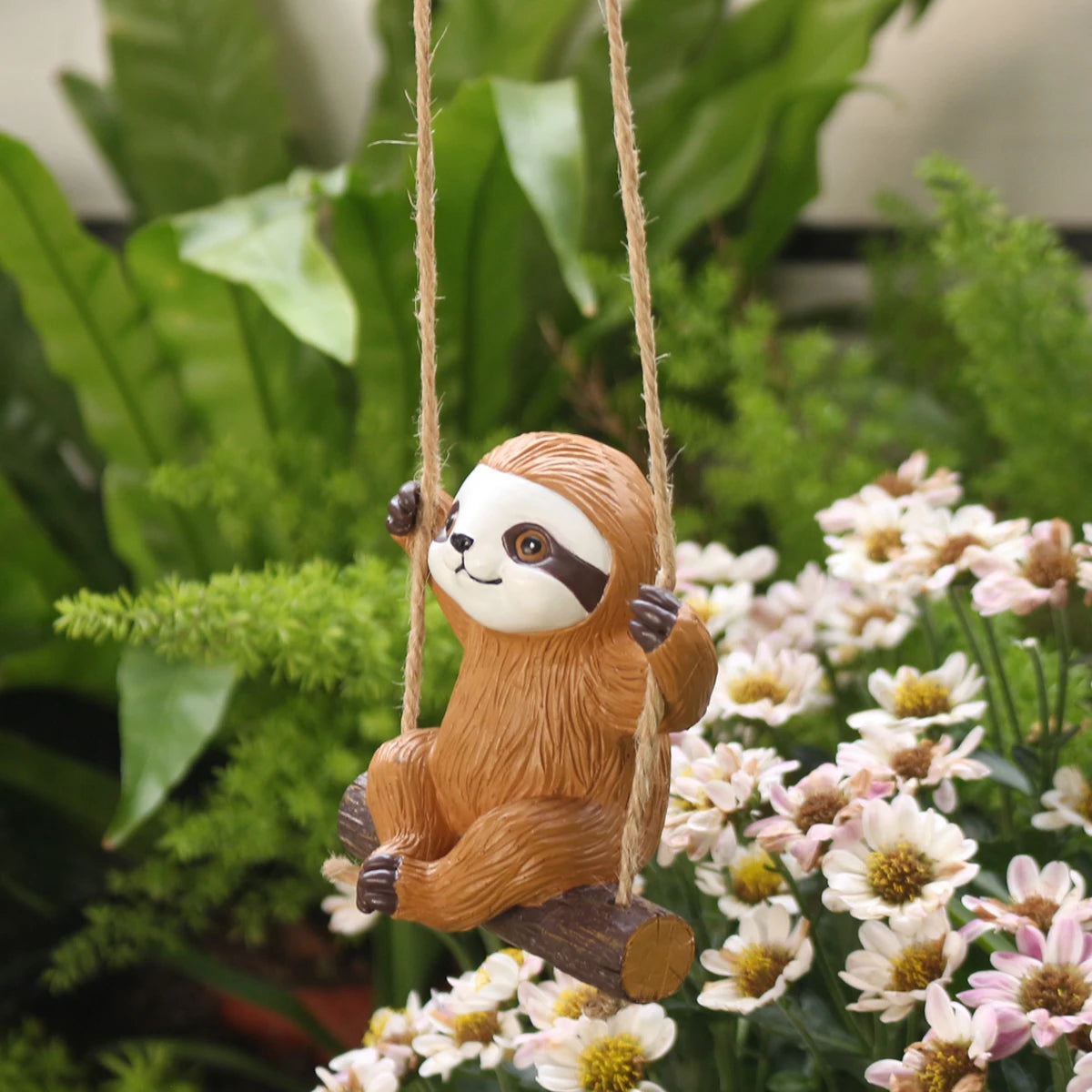 Sloth On A Swing Garden Ornament