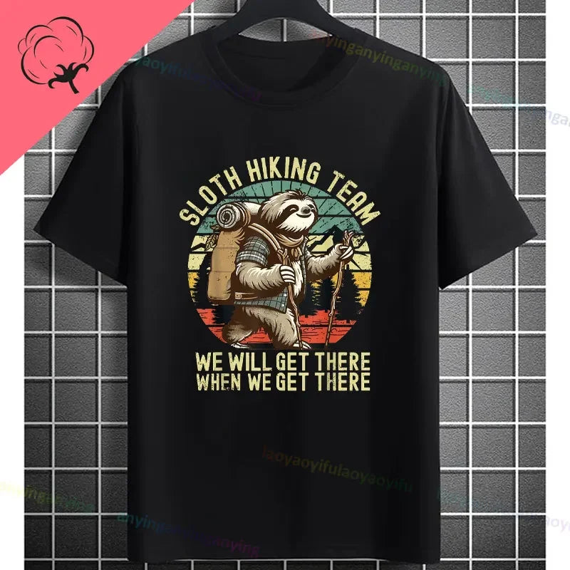 Retro Sloth Hiking Team T-Shirt