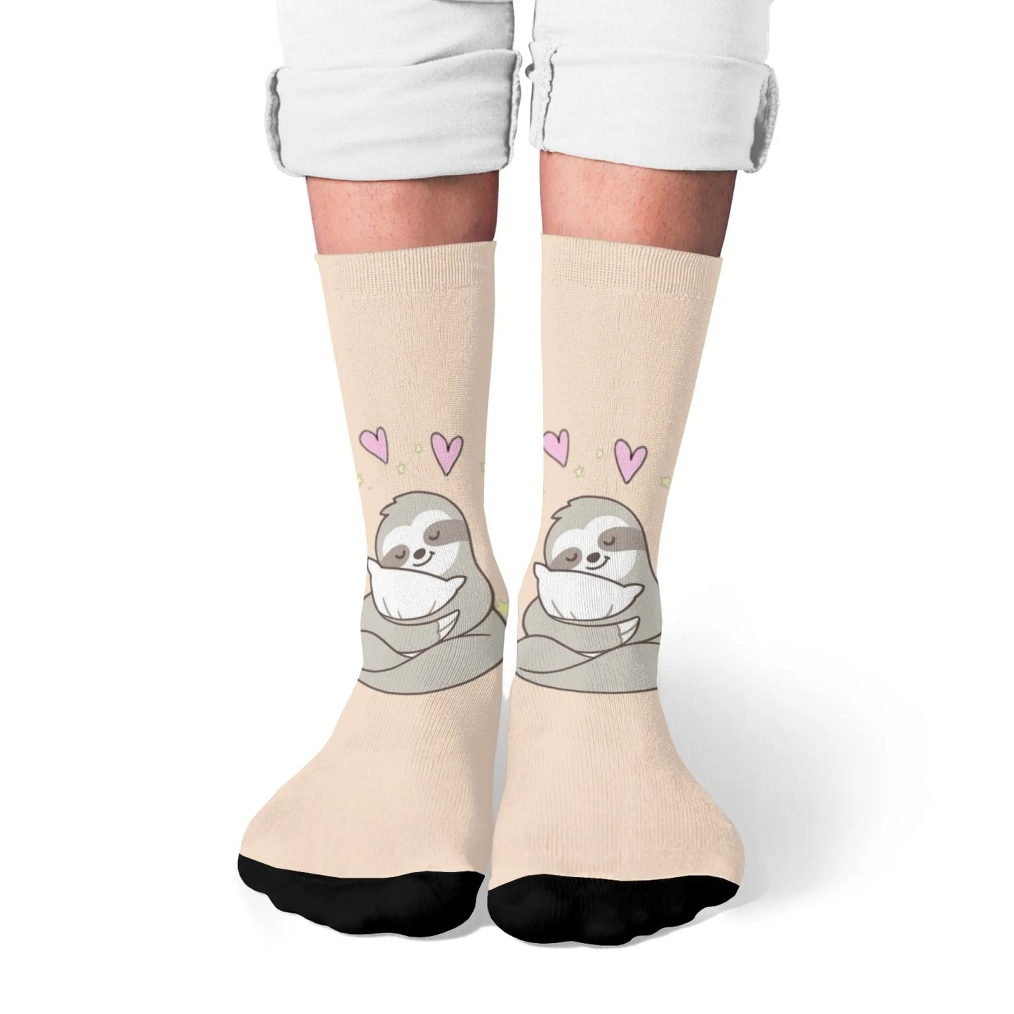 Love Sloth Hugging Cat Crew Socks