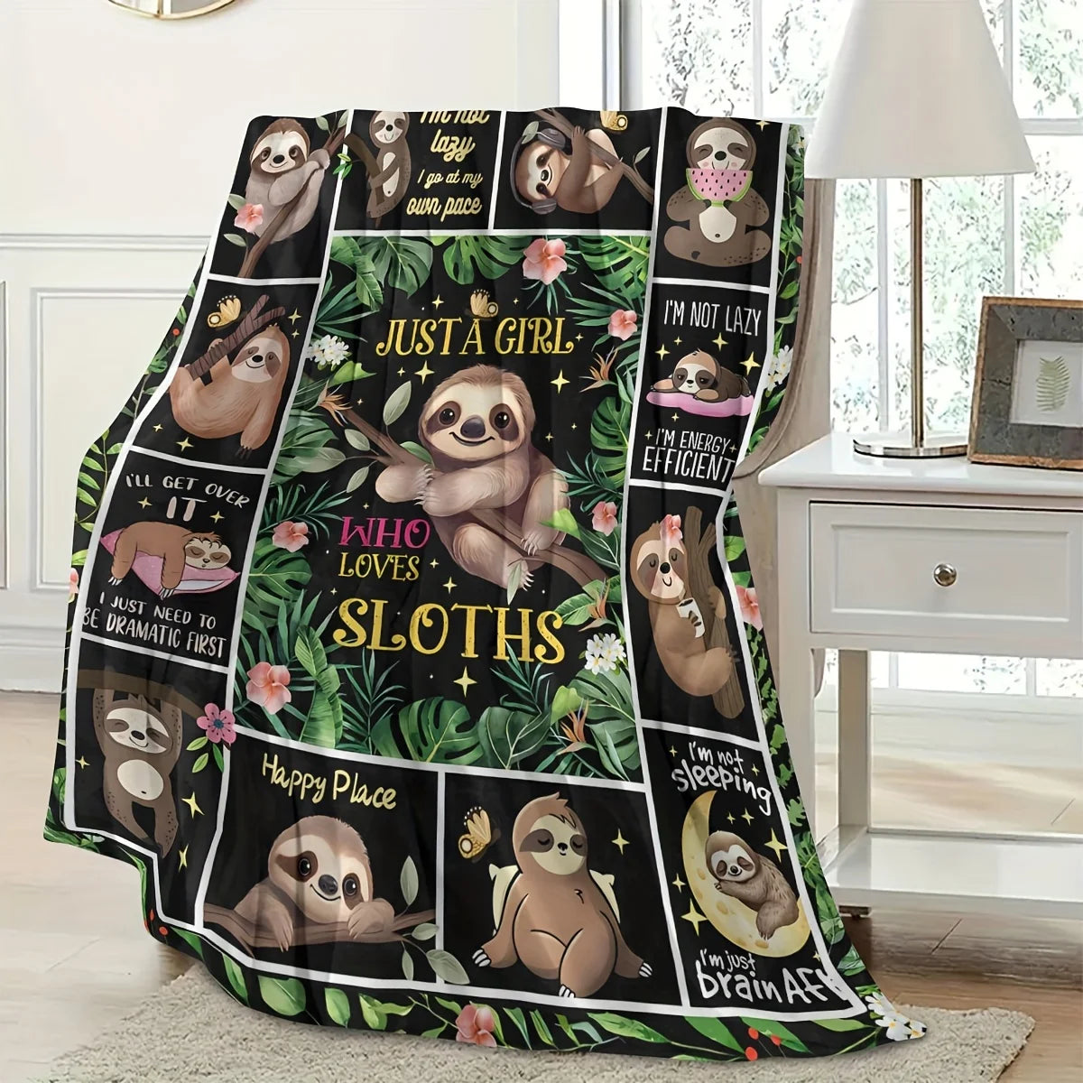 Cute Sloths Collage Blanket