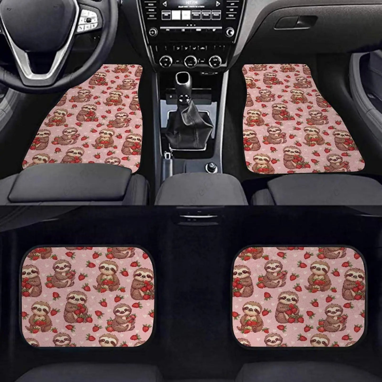 Sloth Strawberry Car Mats