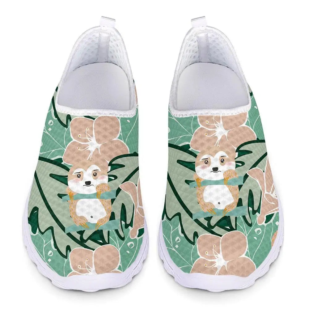 Sloth & Beige Flowers Sneakers