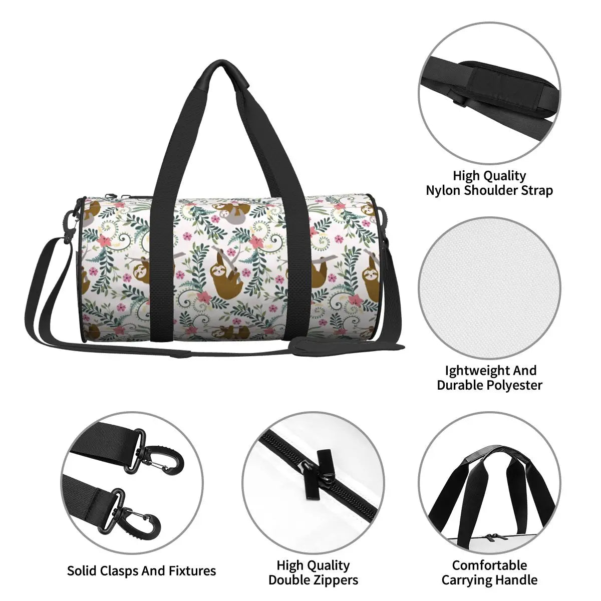 Sloth Jungle Floral Sports Bag
