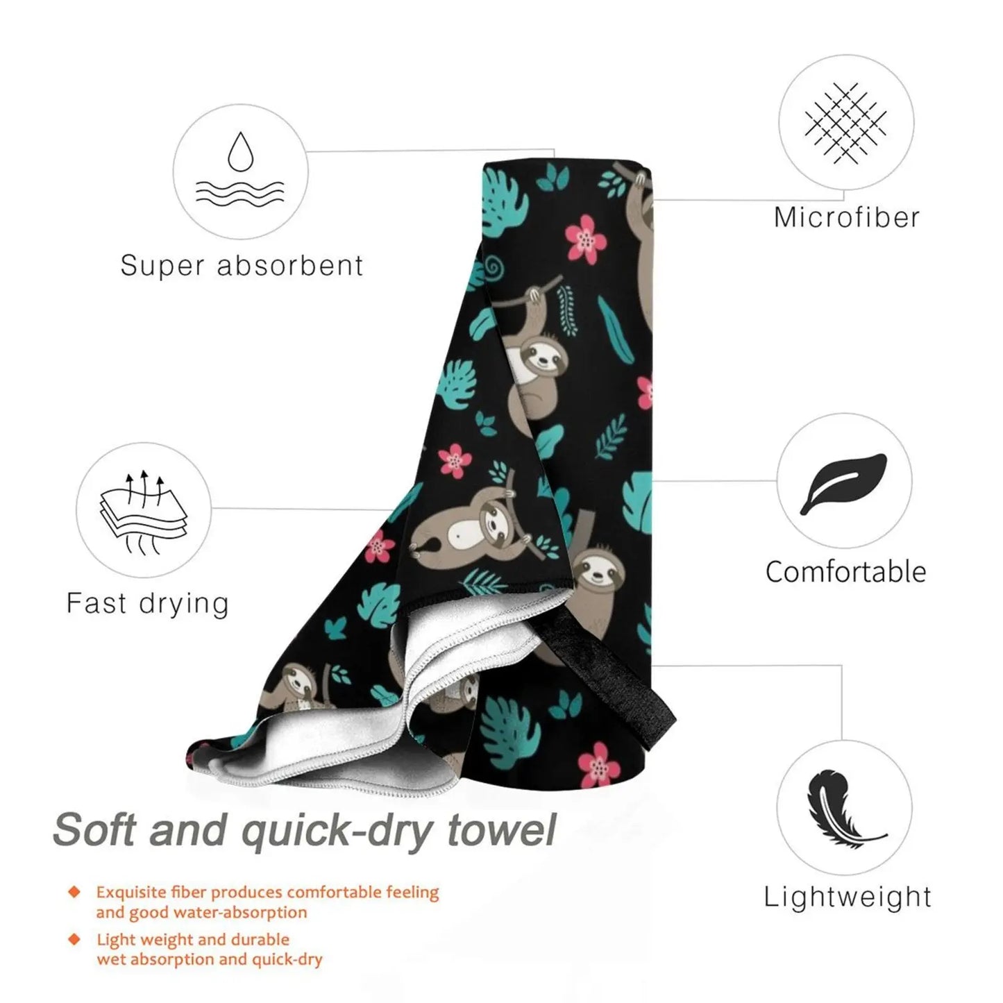 Cute Sloth Pattern Bath Towel