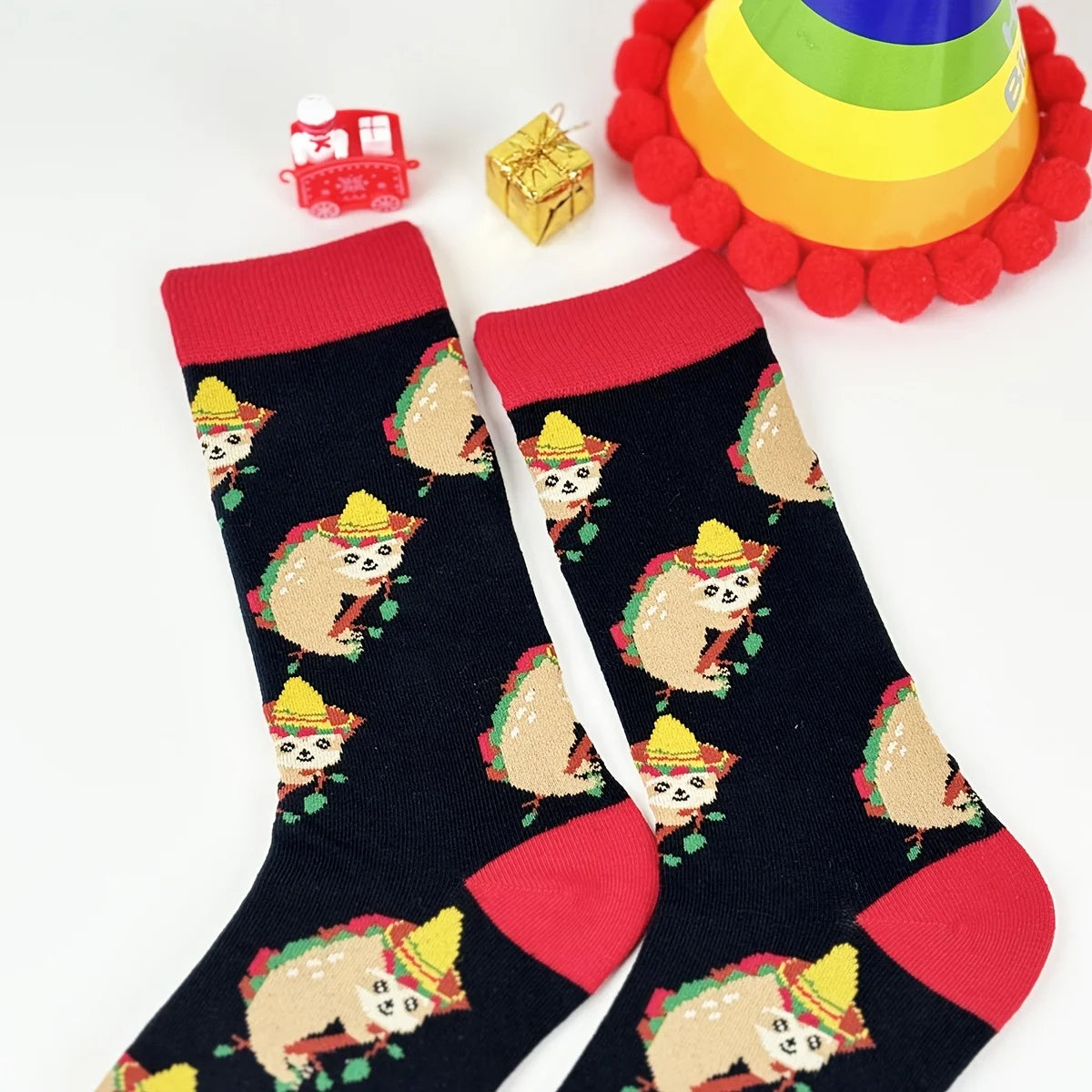 Sloth With Sombrero Pattern Socks product photo 6