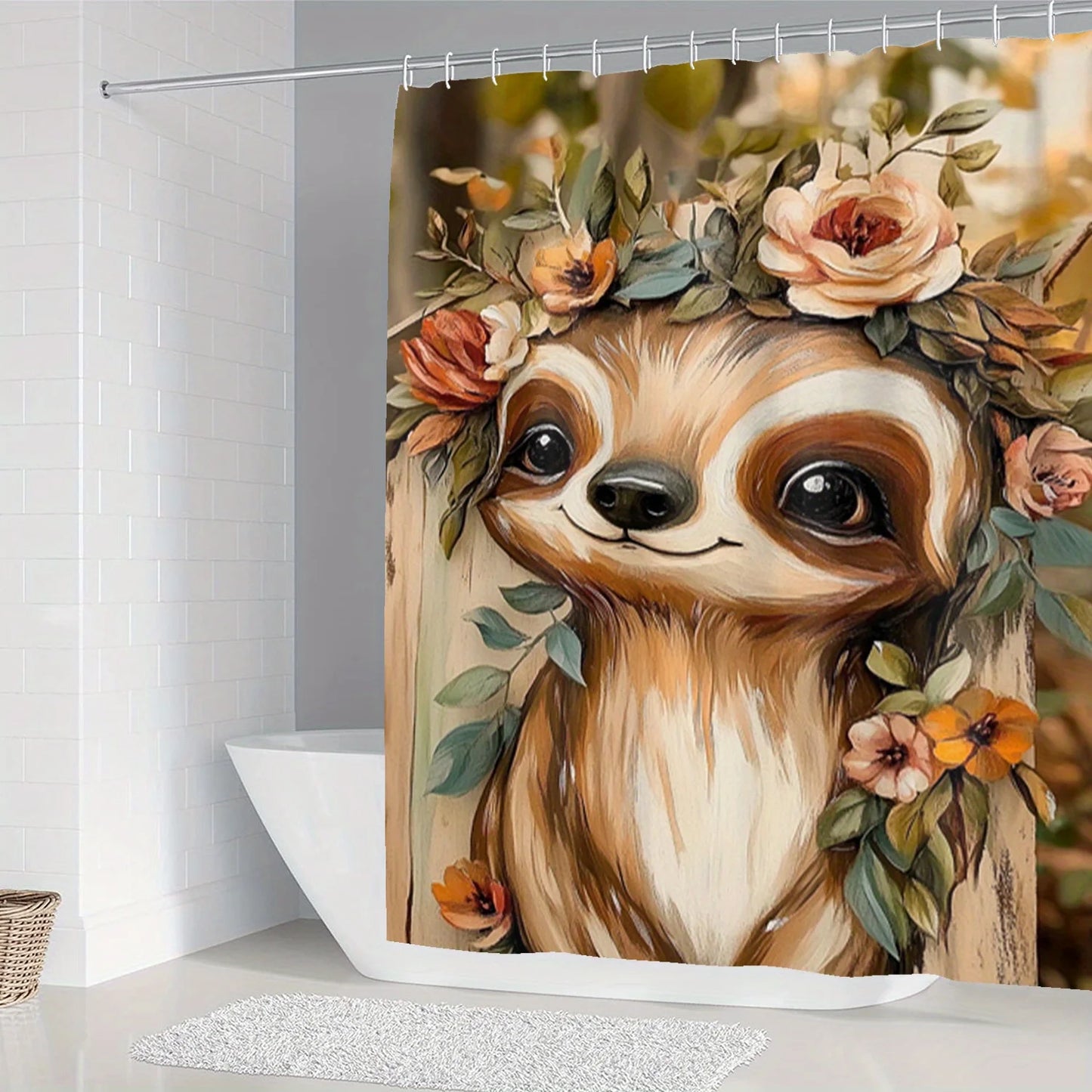 Floral Sloth Bathroom Set