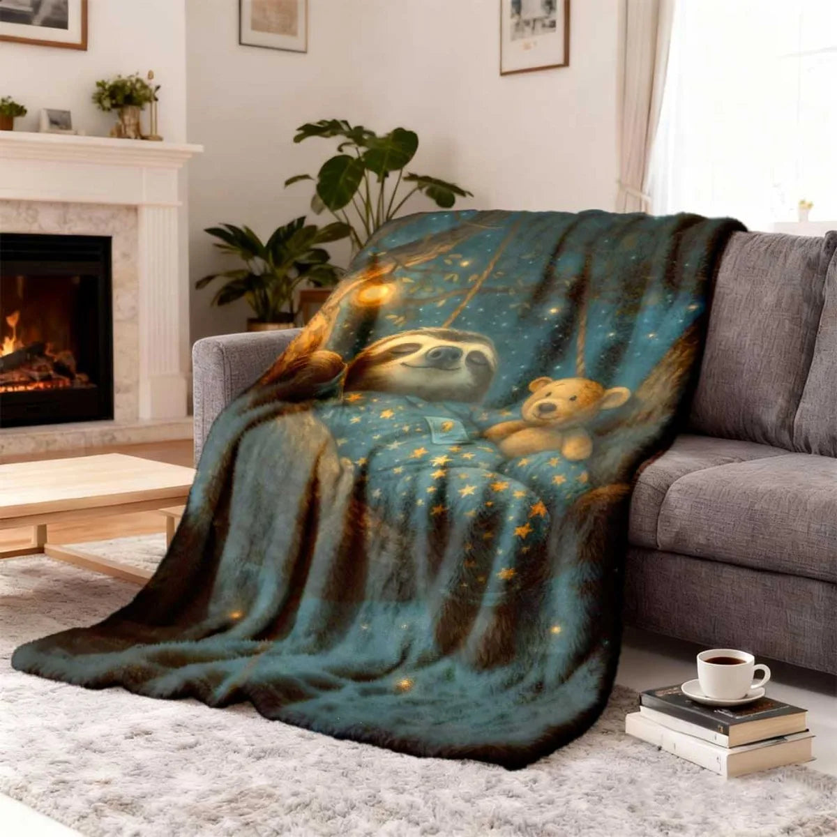 Sloth & Teddy Bear Stars Blanket