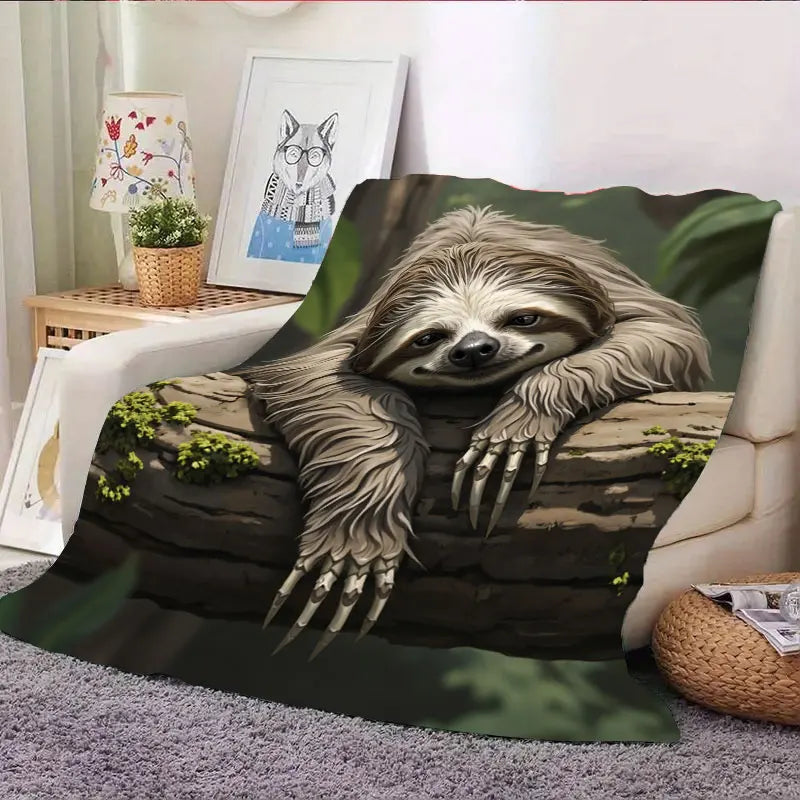 Sloth On Tree Branch Blanket