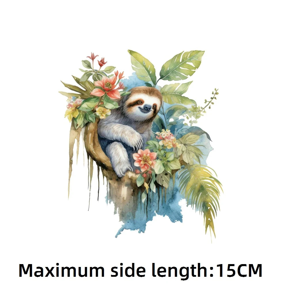 Floral Sloth Iron On Heat Transfer Stickers