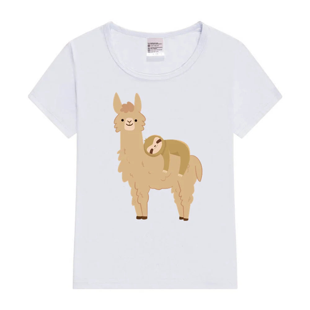 Sloth Relaxing on a Llama T-Shirt