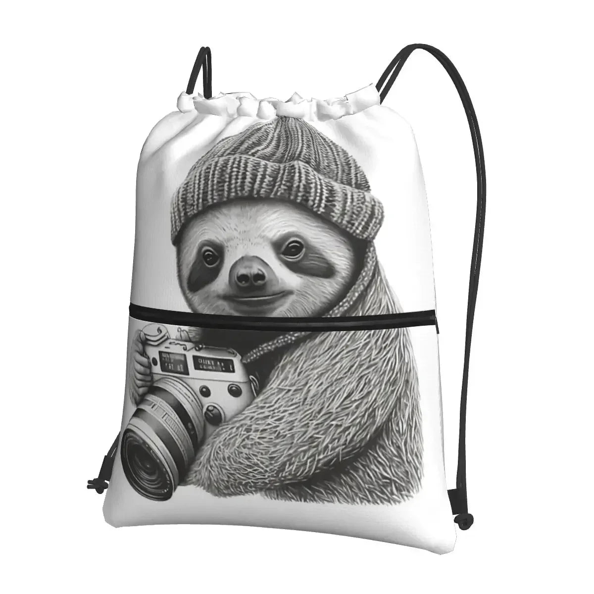 Black & White Sloth With Camera Backpack
