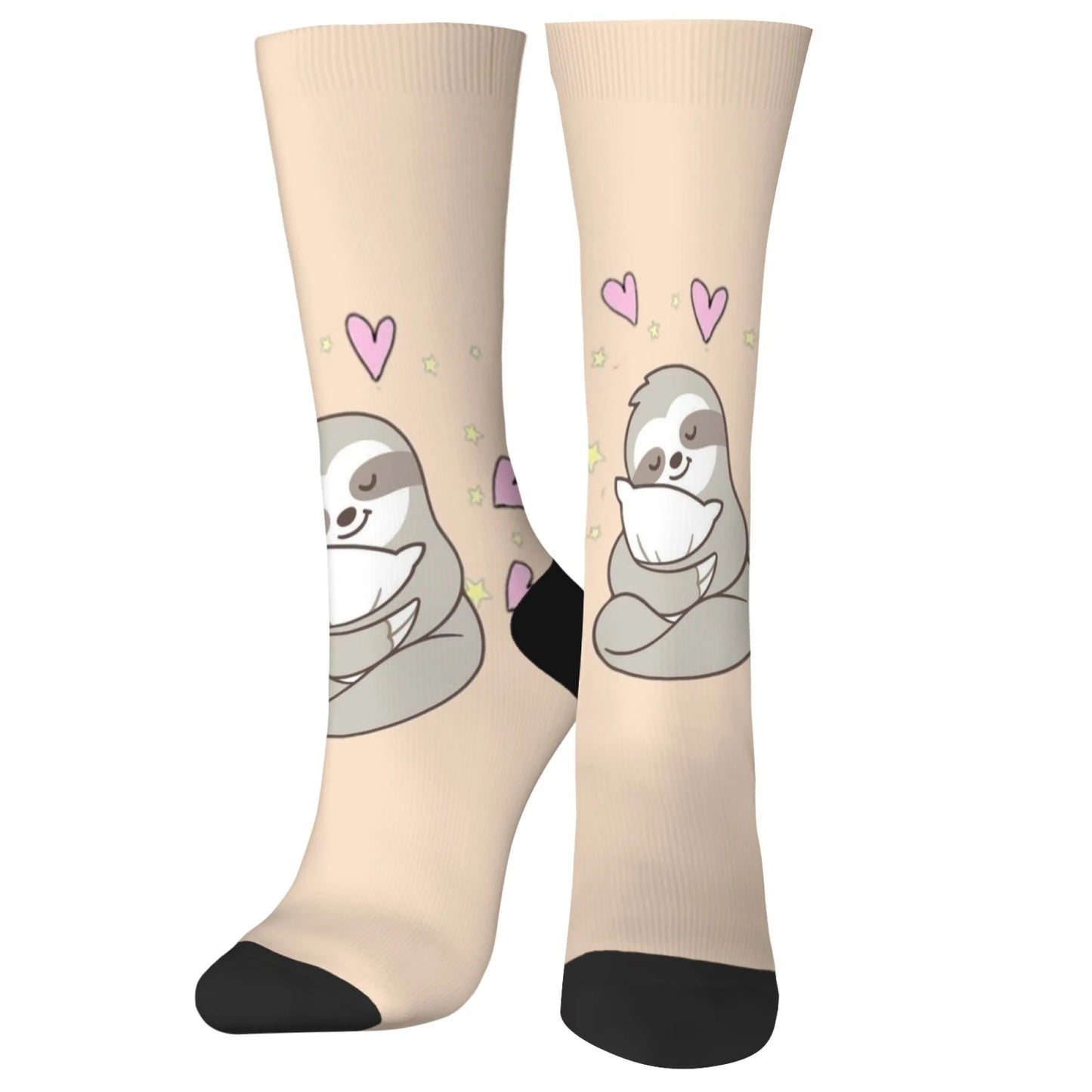 Love Sloth Hugging Cat Crew Socks