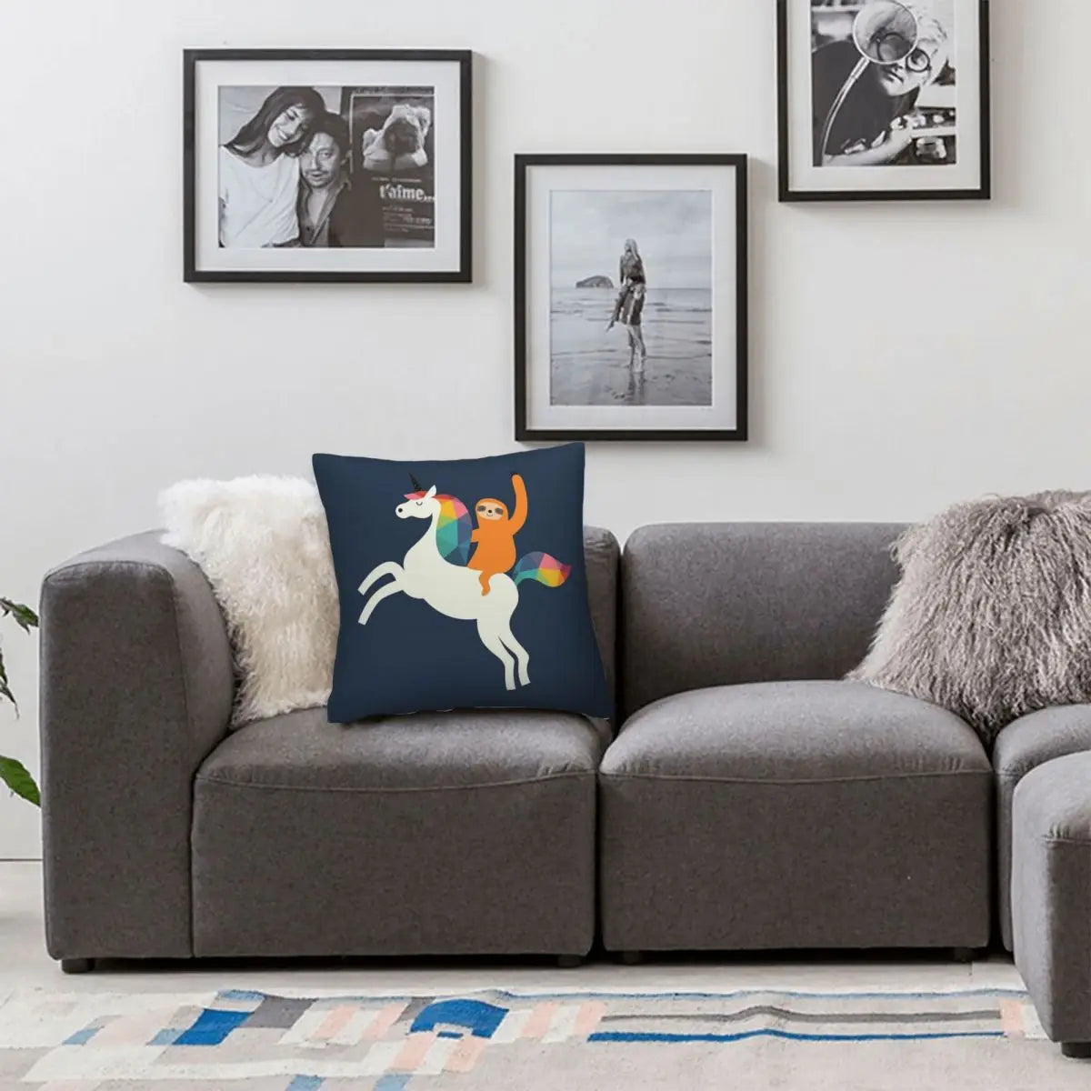 Unicorn & Sloth Cushion Cover
