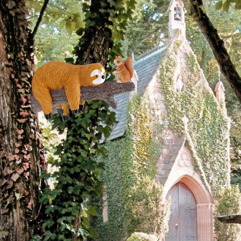 Resin Sloth & Squirrel Tree Hanging Decoration