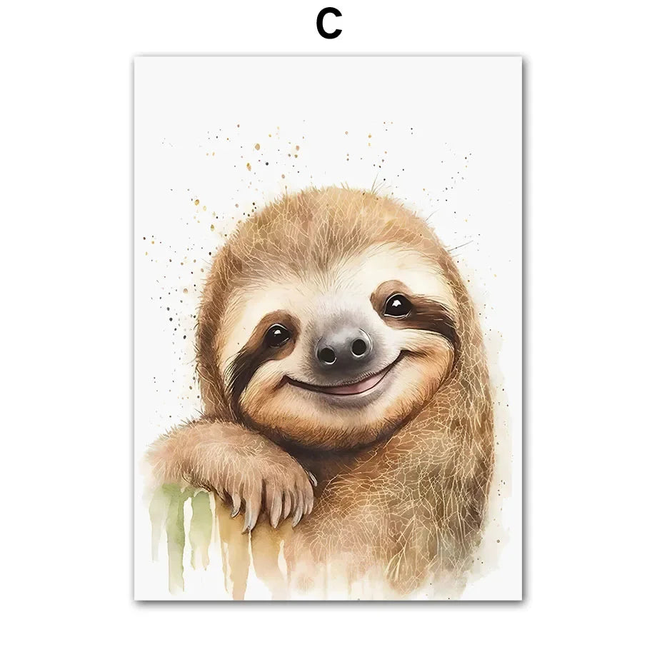 Sloth Wall Art Canvas Painting