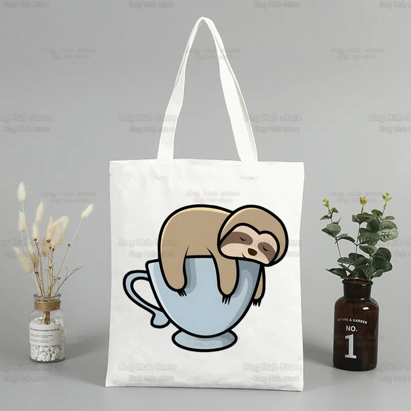 Coffee Mug Sloth Canvas Tote Bag