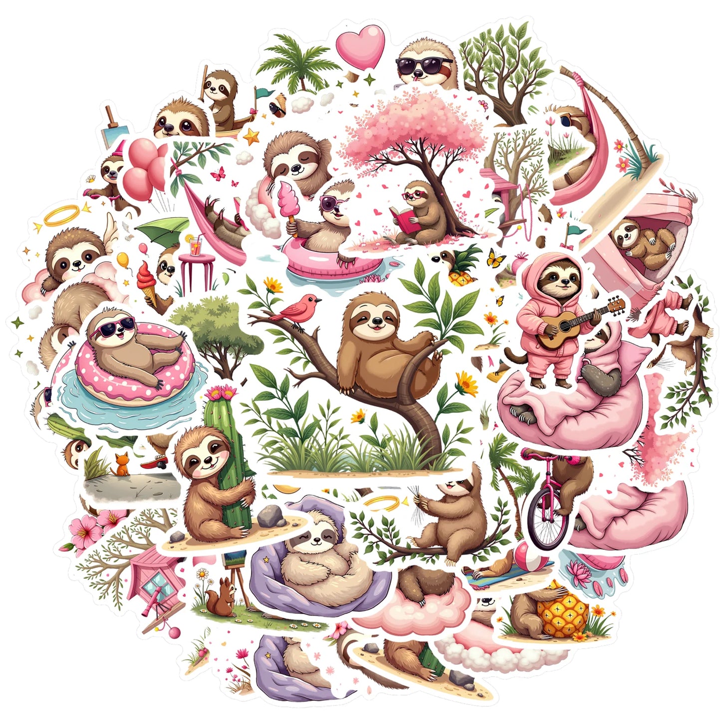 Playful Sloth Stickers