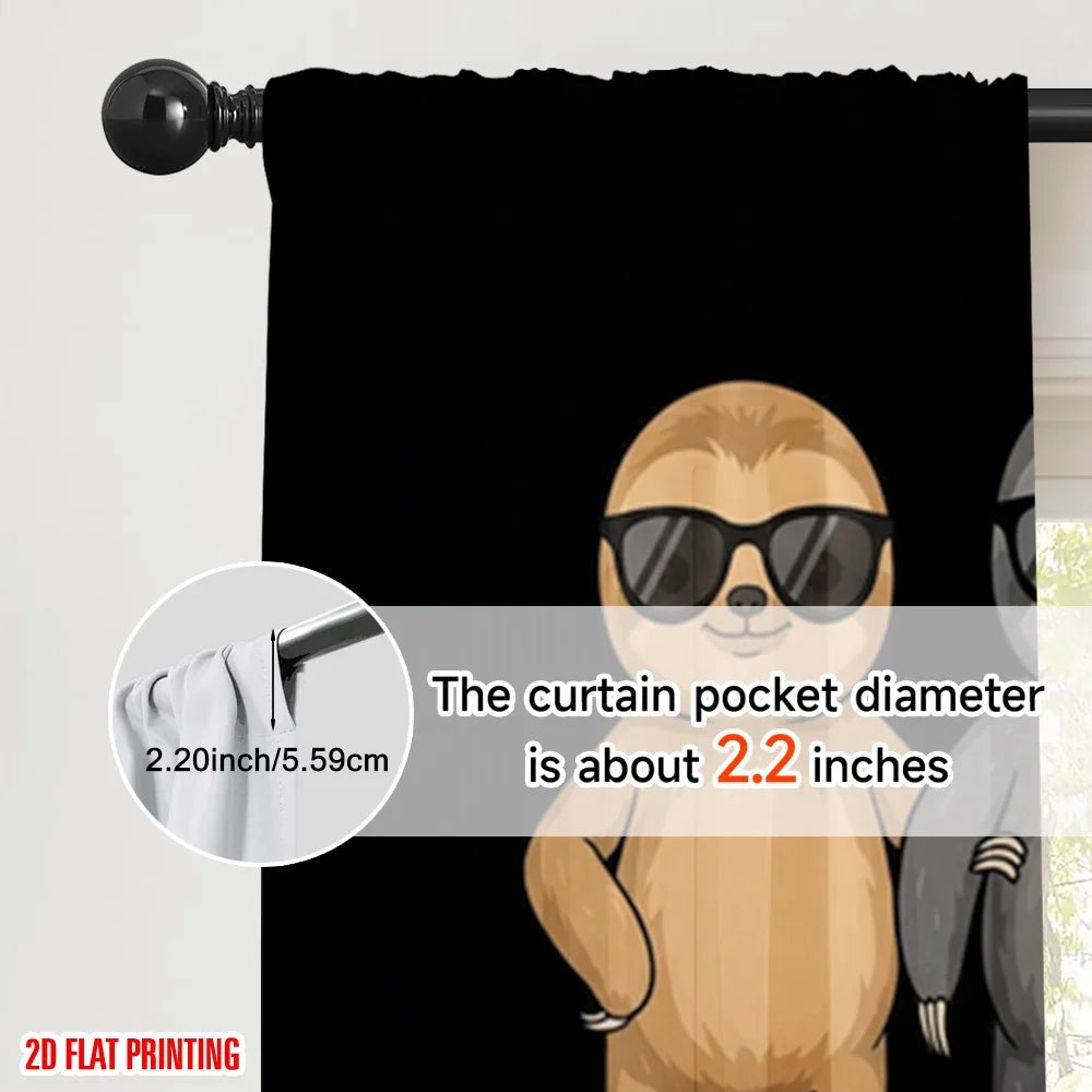 2pcs 2D flat printing Curtains