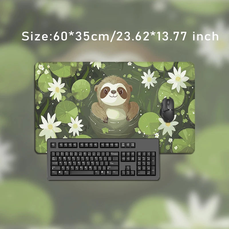 Water Lily Sloth Large Desk Mat