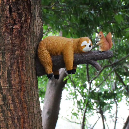 Resin Sloth & Squirrel Tree Hanging Decoration