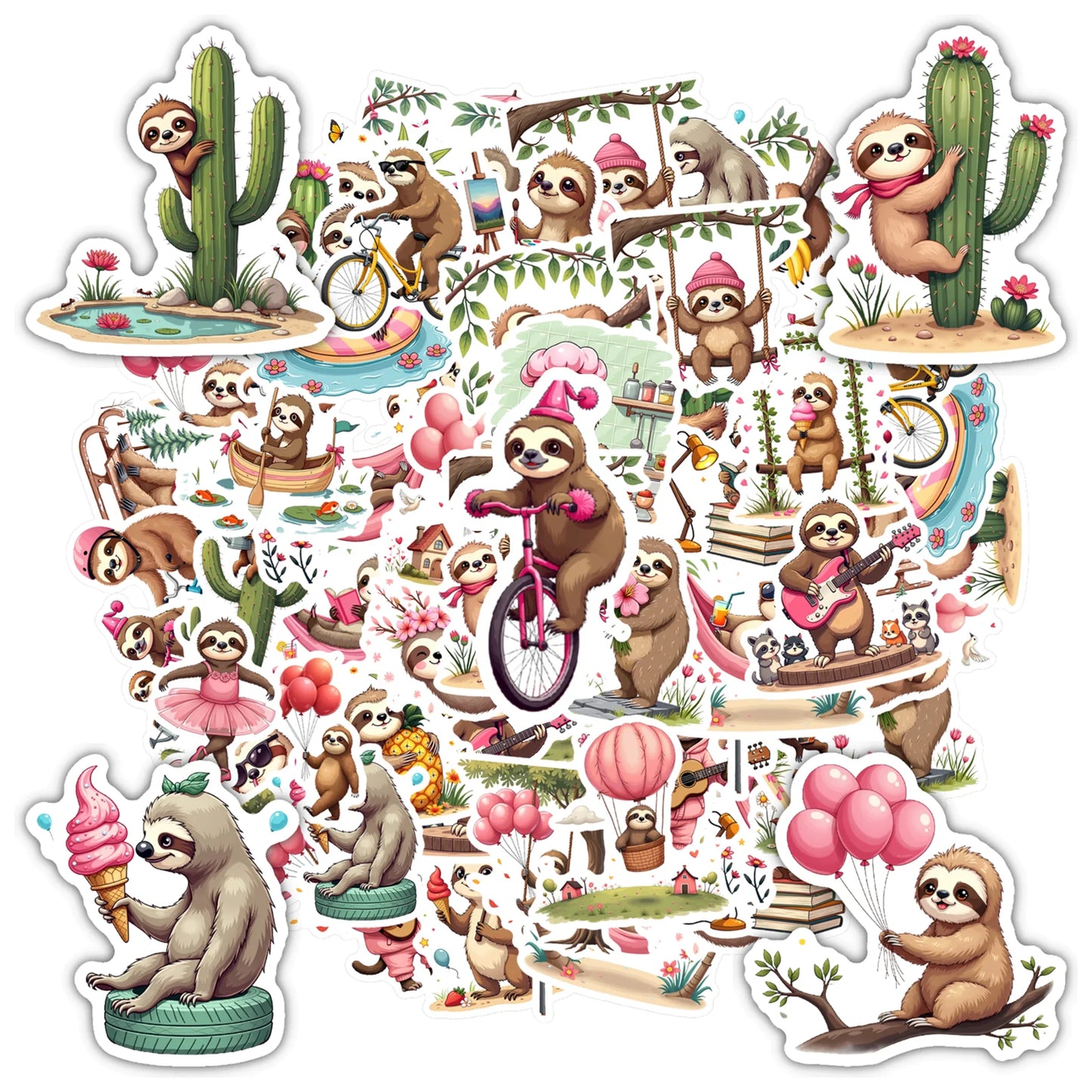 Playful Sloth Stickers