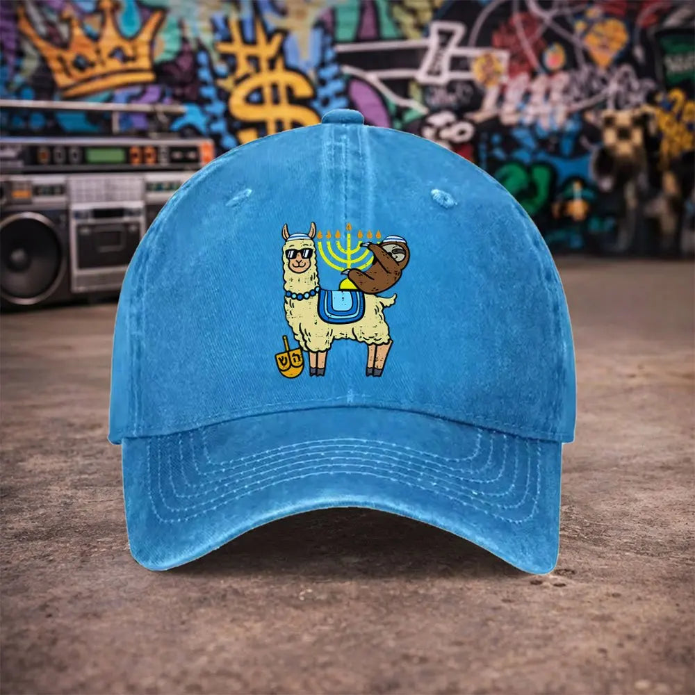 Alpaca & Sloth Vintage Washed Baseball Cap