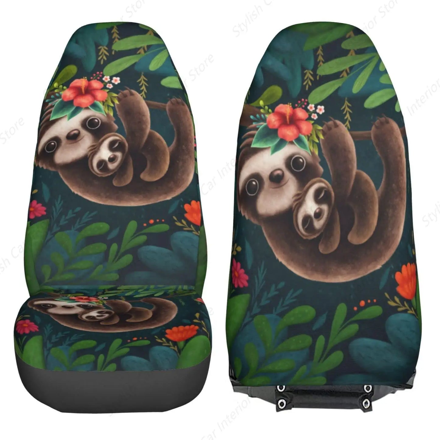 Sloth Car Front Seat Covers 2 Pieces