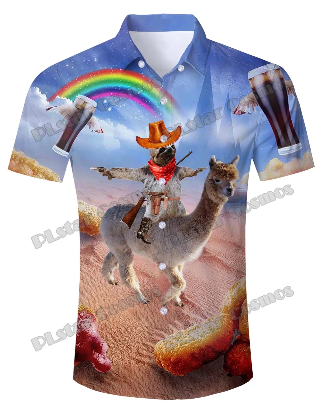 Cowboy Sloth & Lama Galaxy Shirt product photo