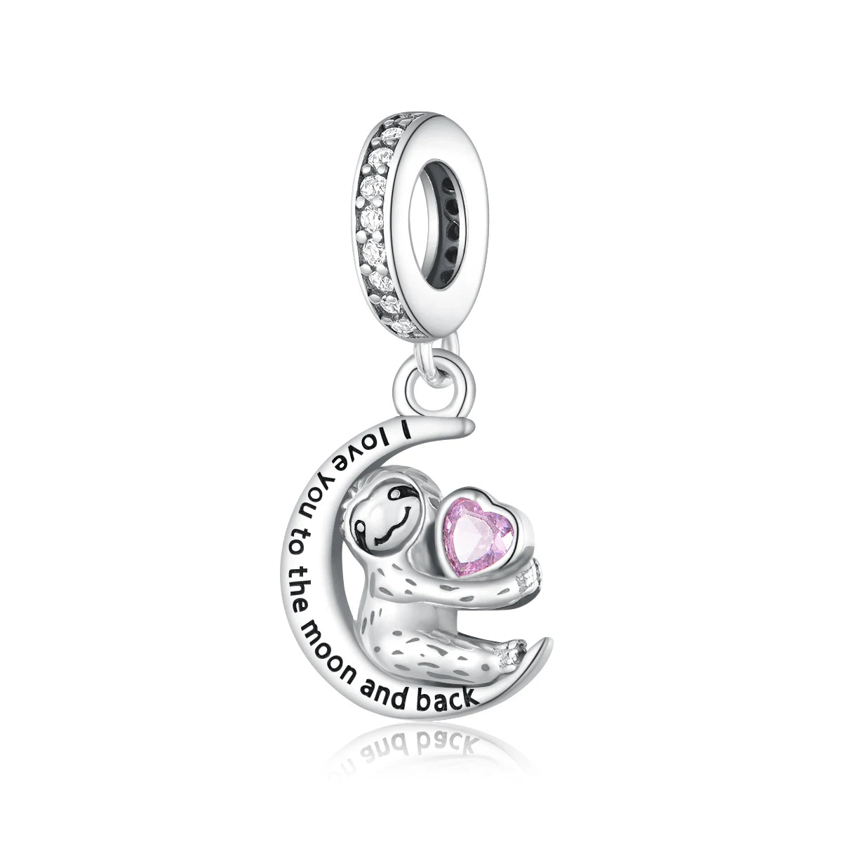 Sterling Silver I Love You To The Moon & Back Sloth Charm
