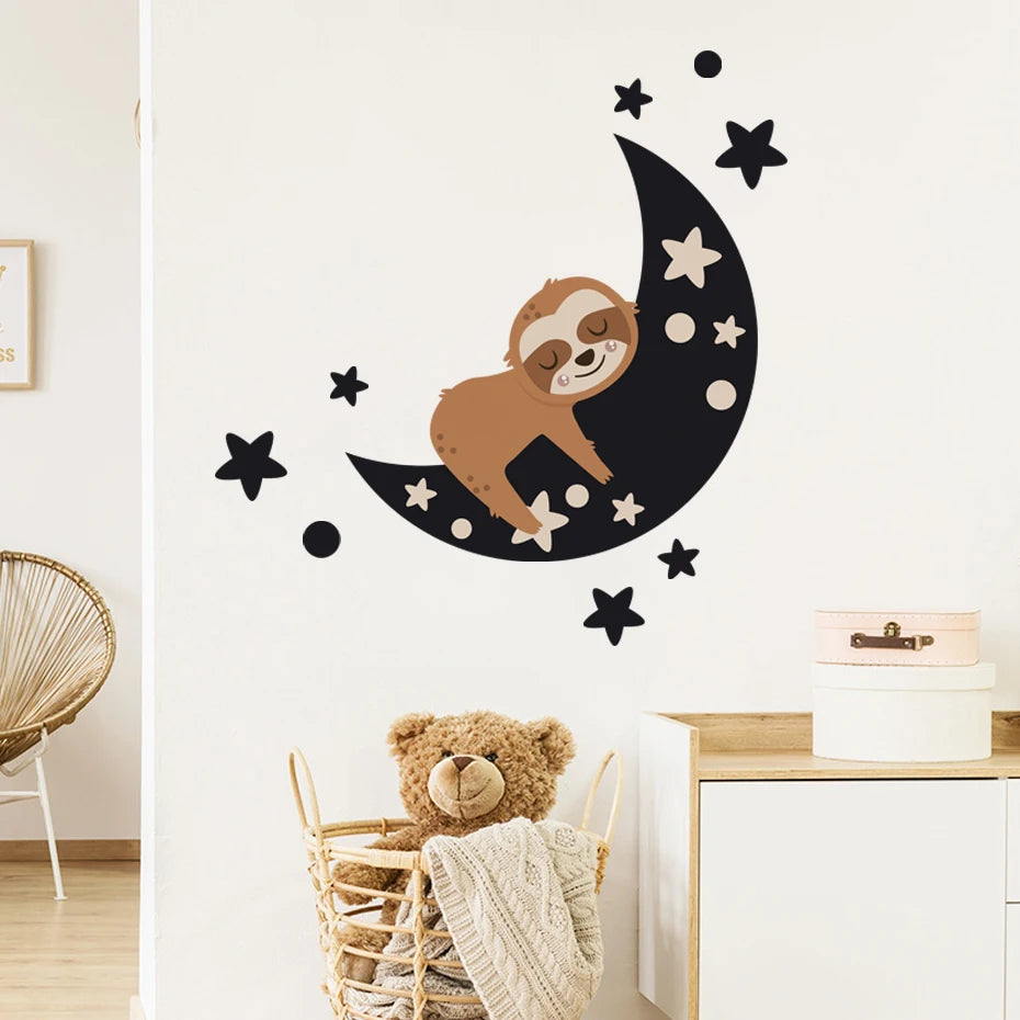 Moon Sloth Sleeping Wall Sticker