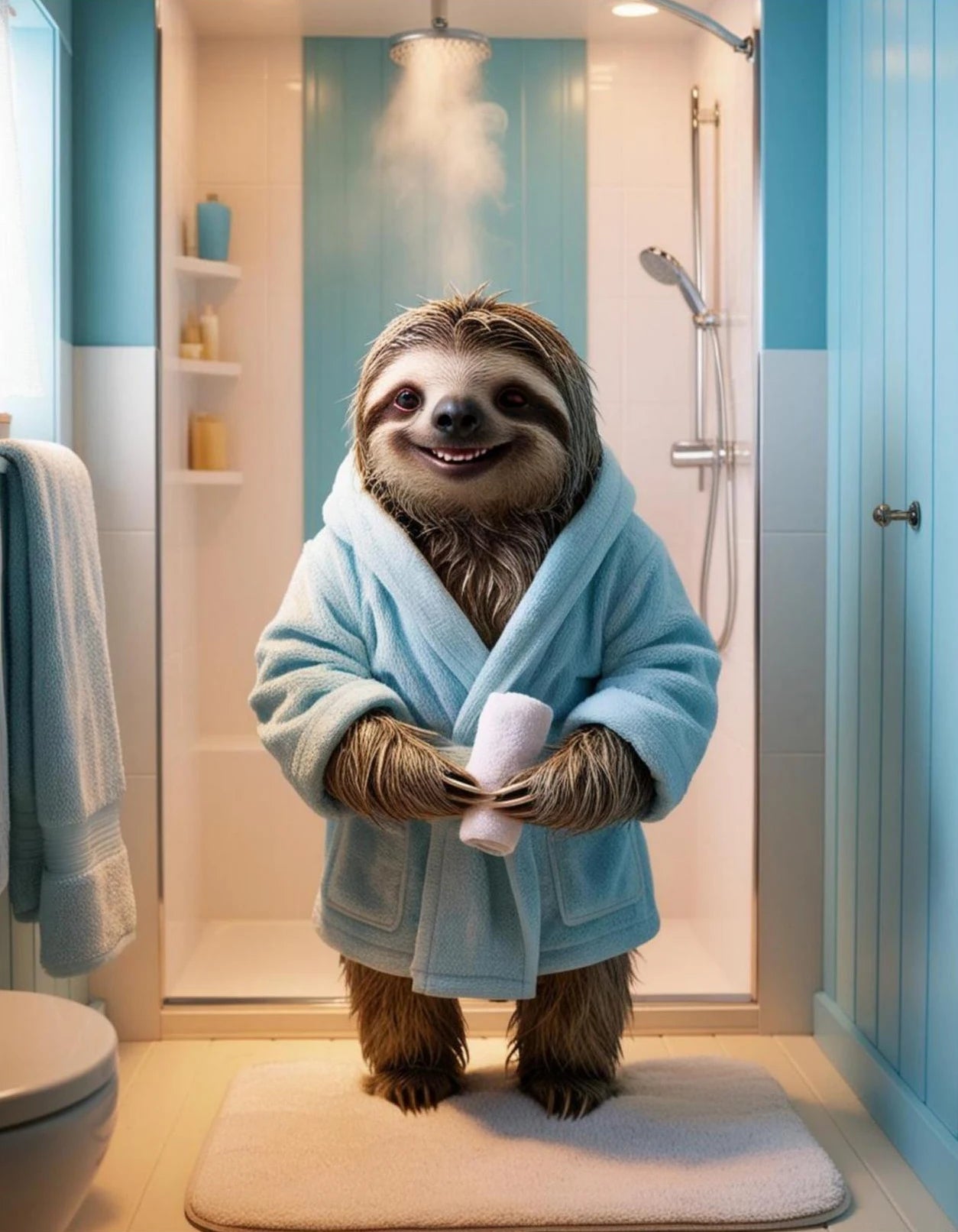 Sloth In A Bath Robe Canvas Art Picture product photo
