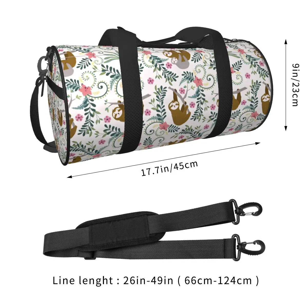 Sloth Jungle Floral Sports Bag